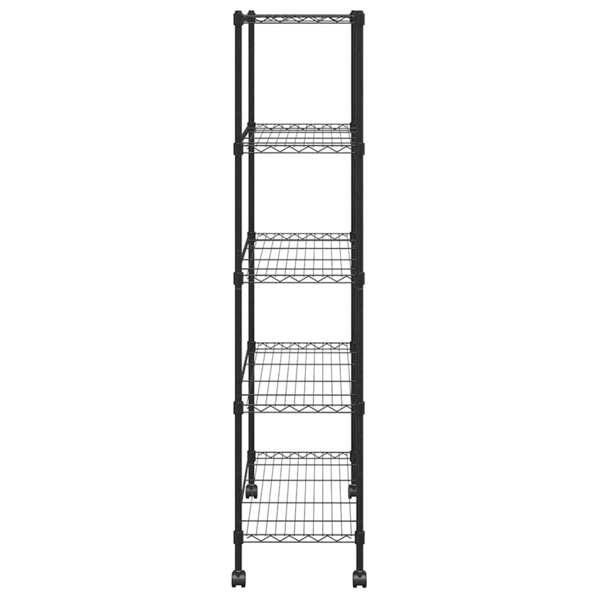 vidaXL Ραφιέρα 5 Επιπέδων με Τροχούς Μαύρη 75x35x155 εκ. 250 κ.