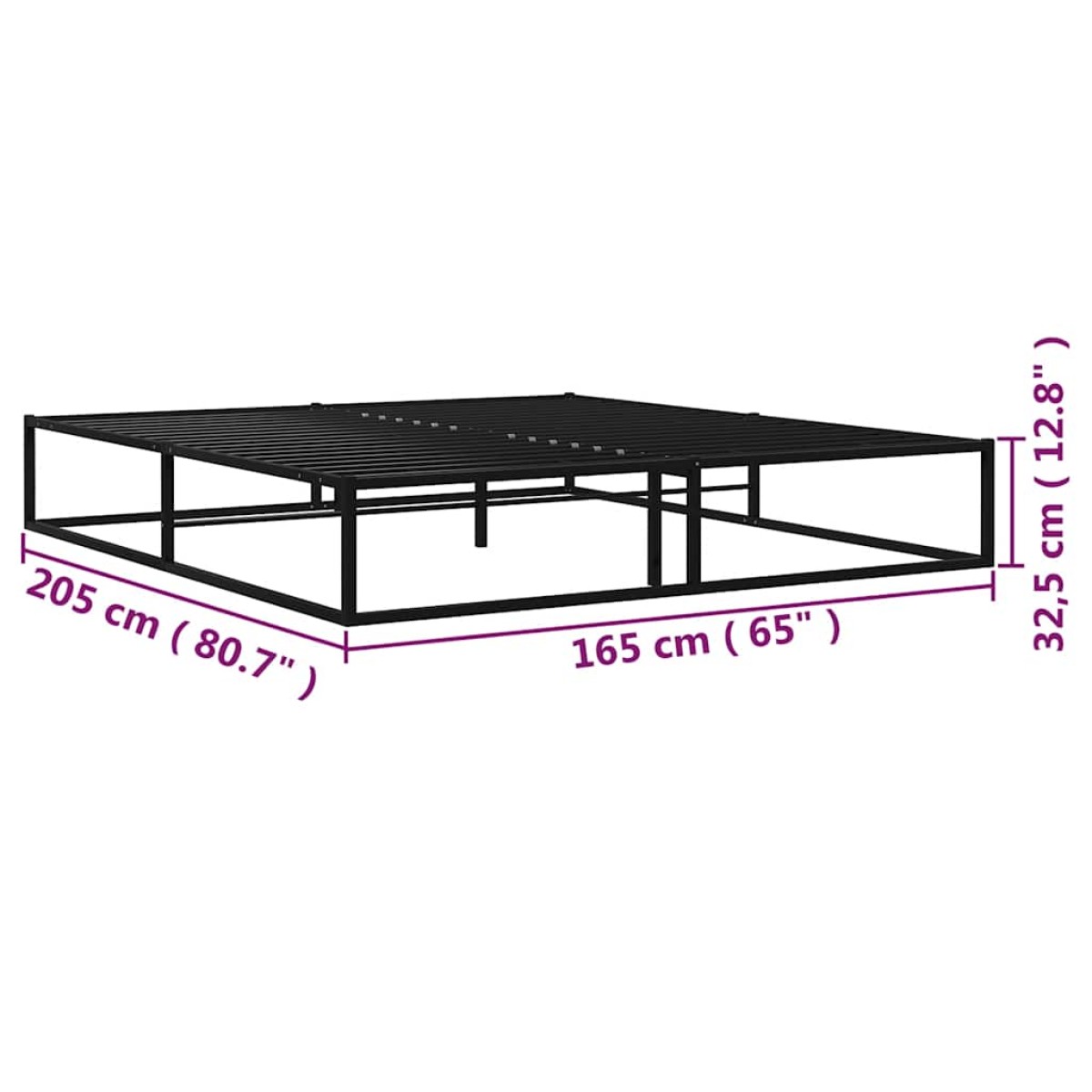 vidaXL Πλαίσιο Κρεβατιού Μαύρο 160 x 200 εκ. Μεταλλικό