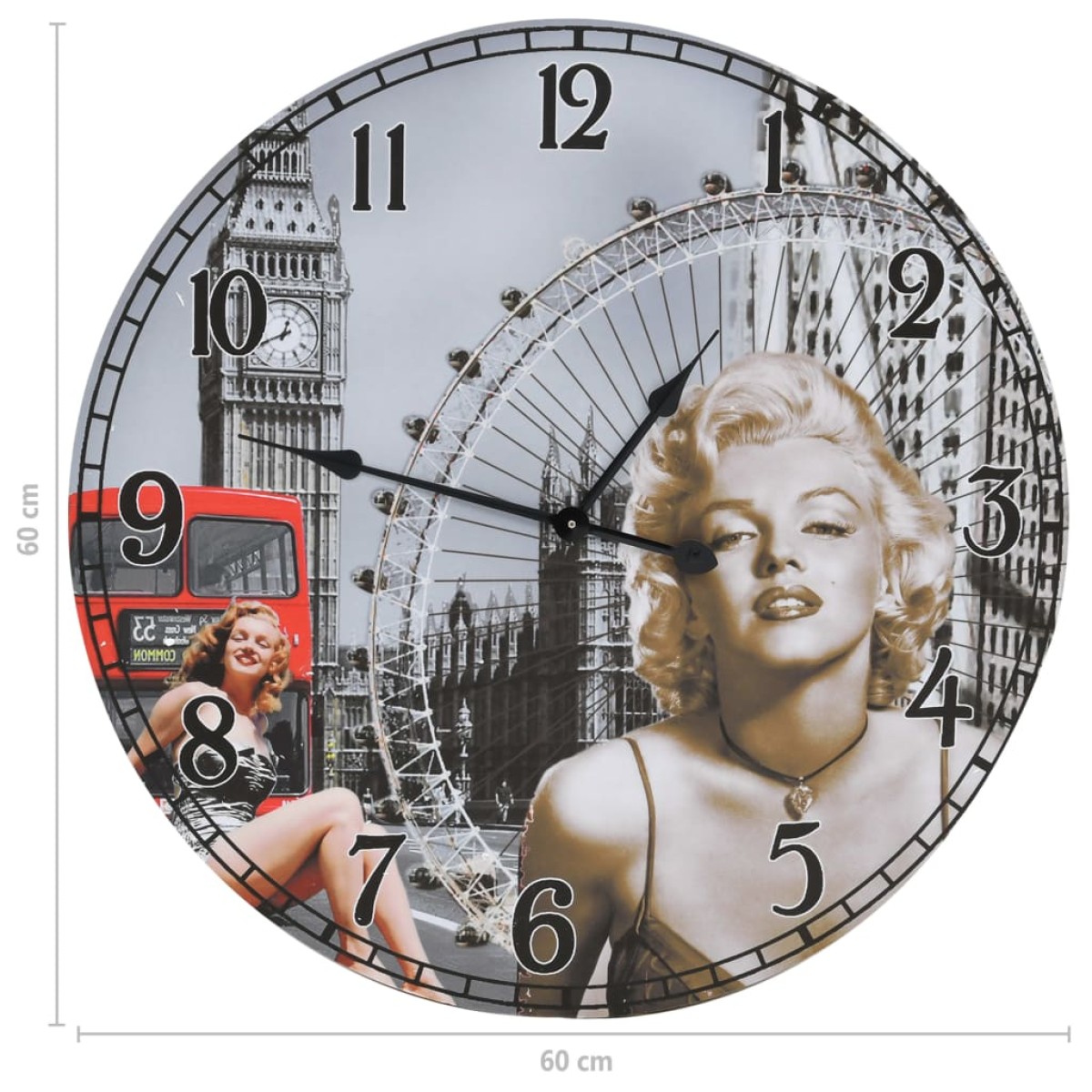vidaXL Ρολόι Τοίχου Vintage Marilyn Monroe 60 εκ.