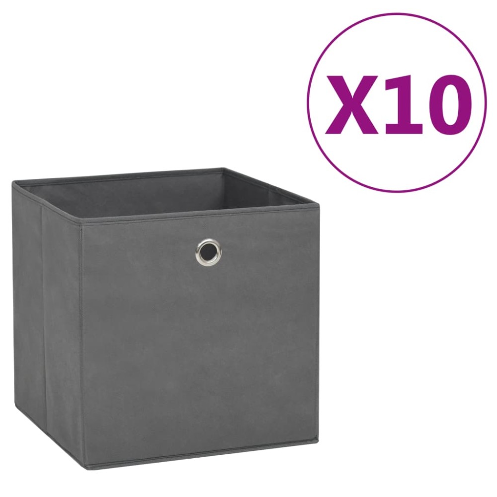 vidaXL Κουτιά Αποθήκευσης 10τεμ Γκρι 28x28x28εκ Ύφασμα Non-woven