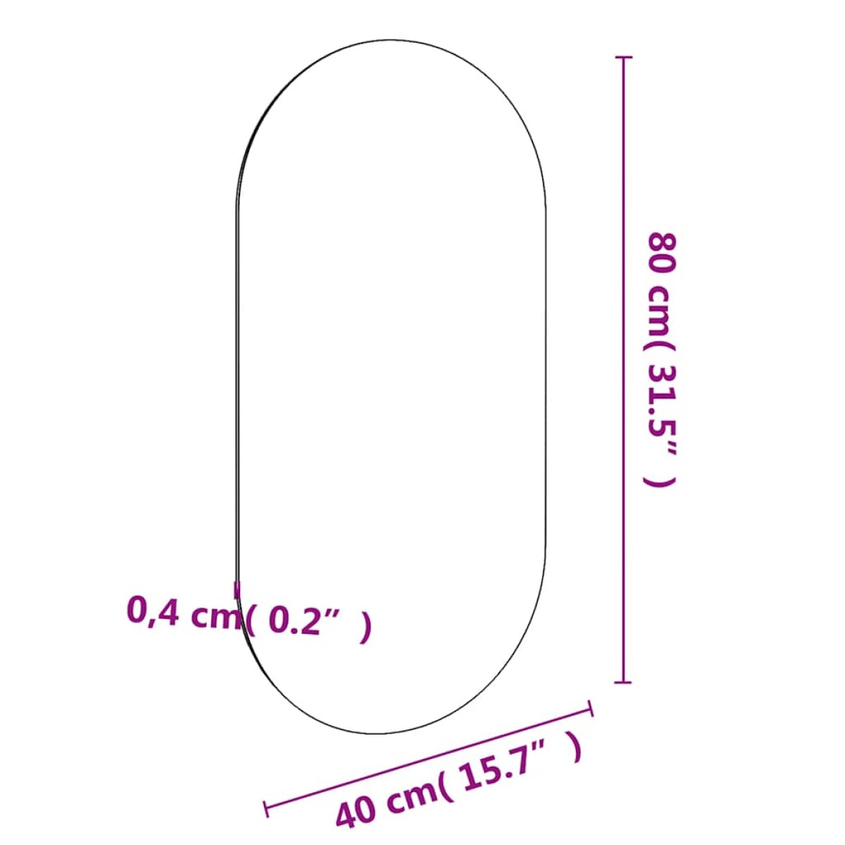 vidaXL Καθρέφτης 80 x 40 εκ. Γυάλινος
