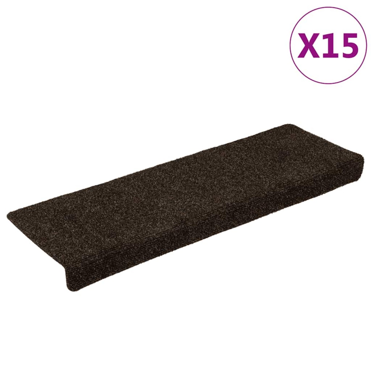 vidaXL Πατάκια Σκάλας 15 τεμ. Σκούρο καφέ 65x21x4 εκ. Βελονιασμένα