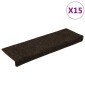 vidaXL Πατάκια Σκάλας 15 τεμ. Σκούρο καφέ 65x21x4 εκ. Βελονιασμένα
