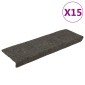 vidaXL Πατάκια Σκάλας 15 τεμ. Γκρι 65x21x4 εκ. Βελονιασμένο Ύφασμα