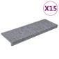 vidaXL Πατάκια Σκάλας Μοκέτα 15 τεμ. Λευκό/Γκρι 65x21x4 εκ.