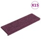 vidaXL Πατάκια Σκάλας Μοκέτα 15 τεμ. Σκούρο Μοβ 65x21x4 εκ.