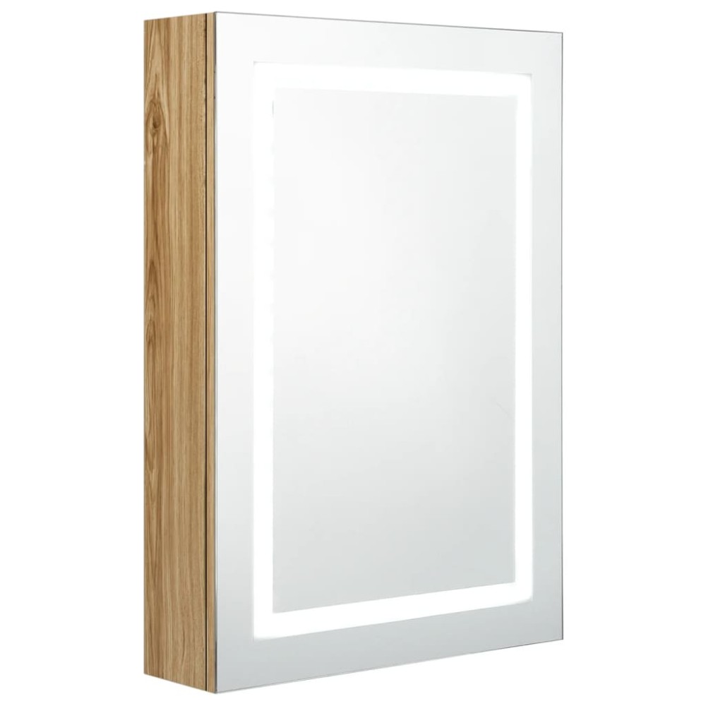 vidaXL Καθρέφτης Μπάνιου με Ντουλάπι & LED Χρώμα Δρυός 50x13x70 εκ.