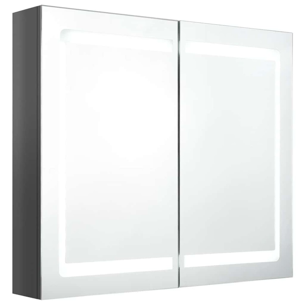 vidaXL Καθρέφτης Μπάνιου με Ντουλάπι & LED Λαμπερό Γκρι 80x12x68 εκ.