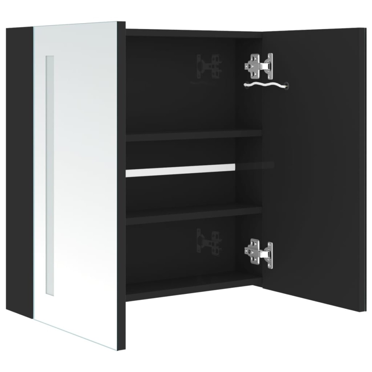 vidaXL Καθρέφτης Μπάνιου με Ντουλάπι & LED Λαμπερό Μαύρο 62x14x60 εκ.