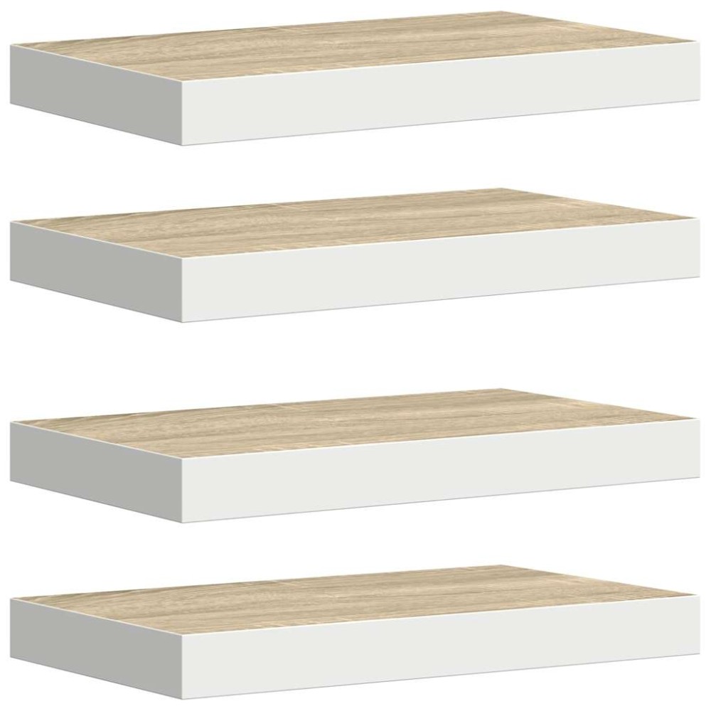 vidaXL Ράφια Τοίχου 4 τεμ. Δρυς/Άσπρο 50x23,5x3,8 εκ. MDF