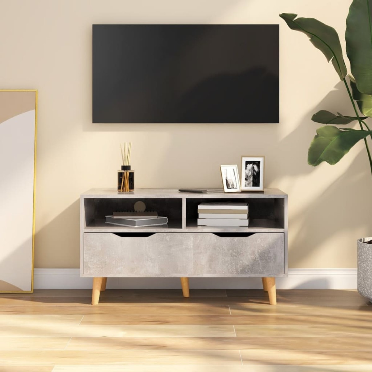 vidaXL Έπιπλο Τηλεόρασης Γκρι Σκυρ. 90 x 40 x 48,5 εκ. από Μοριοσανίδα