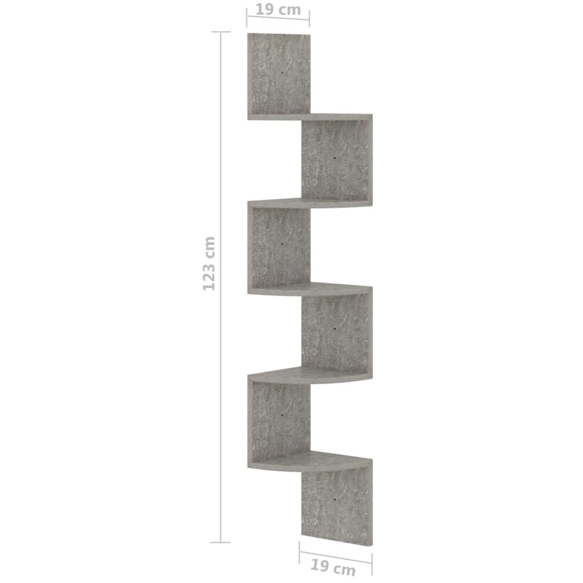 vidaXL Γωνιακή Ραφιέρα Τοίχου Γκρι Σκυρ. 19x19x123 εκ. από Επεξ. Ξύλο