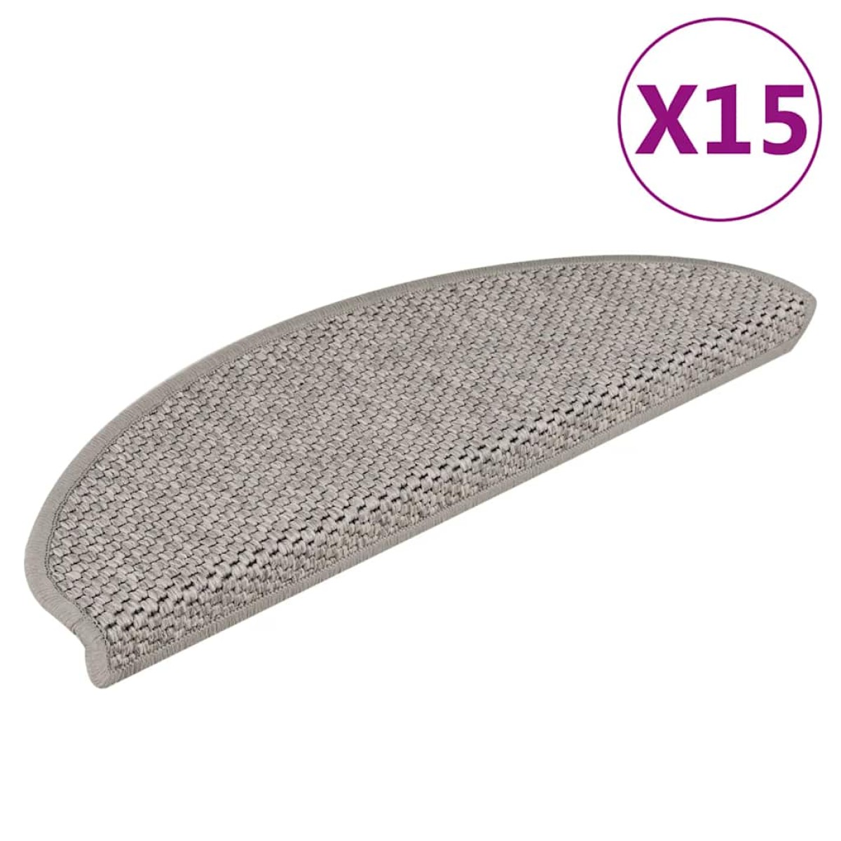 vidaXL Πατάκια Σκάλας Αυτοκόλ. 15τεμ. Όψη Σιζάλ Χρώμα Taupe 65x21x4εκ.