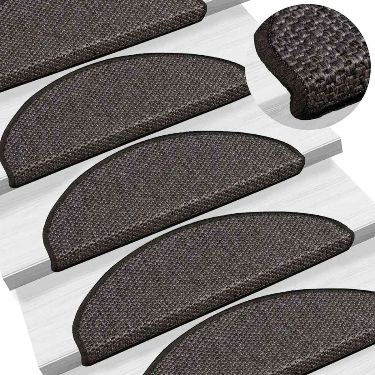 vidaXL Πατάκια Σκάλας Αυτοκόλ. 15 τεμ. Όψη Σιζάλ Ανθρακί 65x21x4 εκ.
