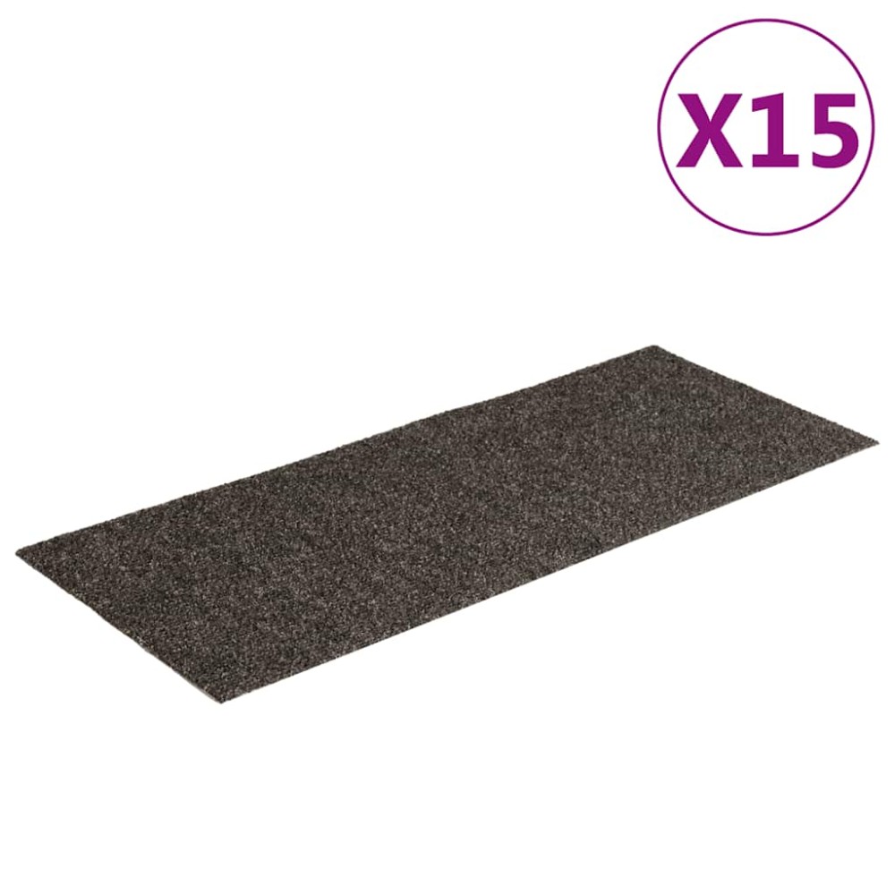 vidaXL Πατάκια Σκαλιών Αυτοκόλλητα 15 τεμ. Ανθρακί Ορθογώνια 60x25 εκ.