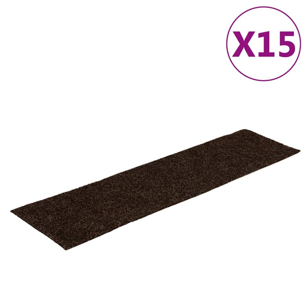 vidaXL Πατάκια Σκαλιών Αυτοκόλλητα 15 τεμ. Καφέ Ορθογώνια 76x20 εκ.