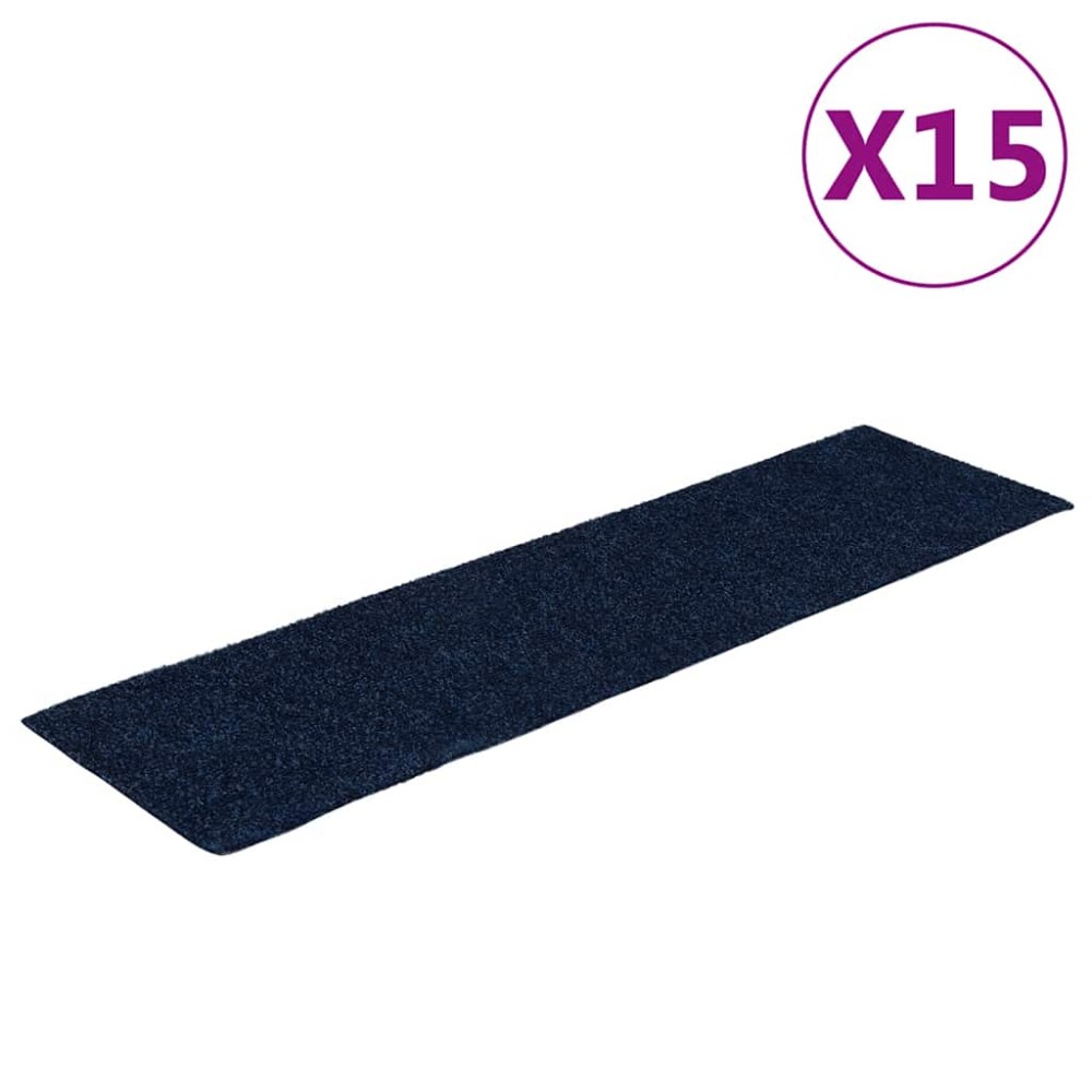 vidaXL Πατάκια Σκαλιών Αυτοκόλλητα 15 τεμ. 76x20 εκ. Μπλε Ορθογώνια