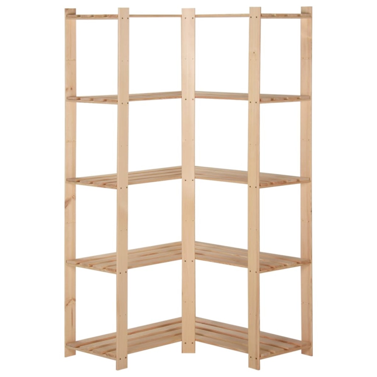 vidaXL Γωνιακή Ραφιέρα 5 Επιπέδων 82,5x82,5 x170 εκ. Μασίφ Ξύλο Πεύκου