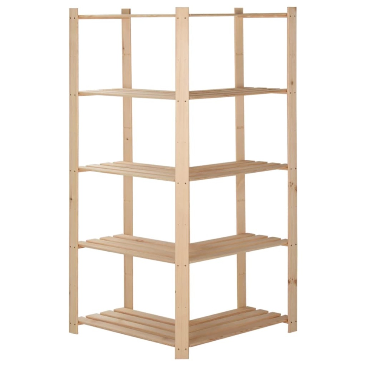vidaXL Γωνιακή Ραφιέρα 5 Επιπέδων 82,5x82,5 x170 εκ. Μασίφ Ξύλο Πεύκου
