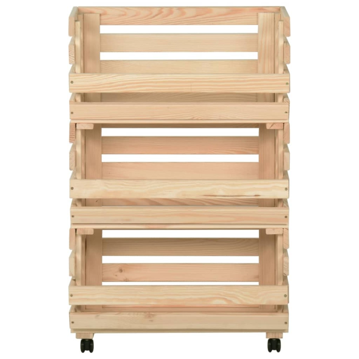 vidaXL Τρόλεϊ Λαχανικών 37 x 30 x 80 εκ. από Μασίφ Ξύλο Πεύκου