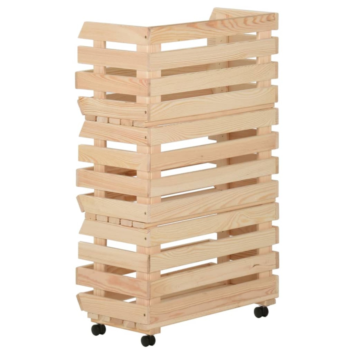 vidaXL Τρόλεϊ Λαχανικών 37 x 30 x 80 εκ. από Μασίφ Ξύλο Πεύκου