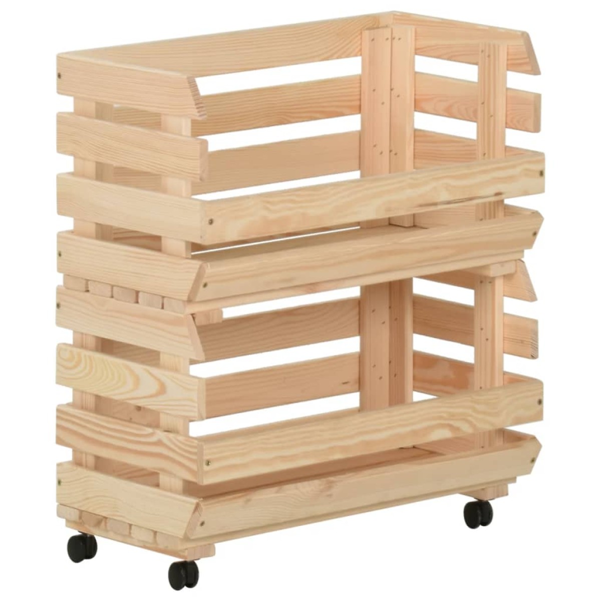 vidaXL Τρόλεϊ Λαχανικών 37 x 30 x 80 εκ. από Μασίφ Ξύλο Πεύκου