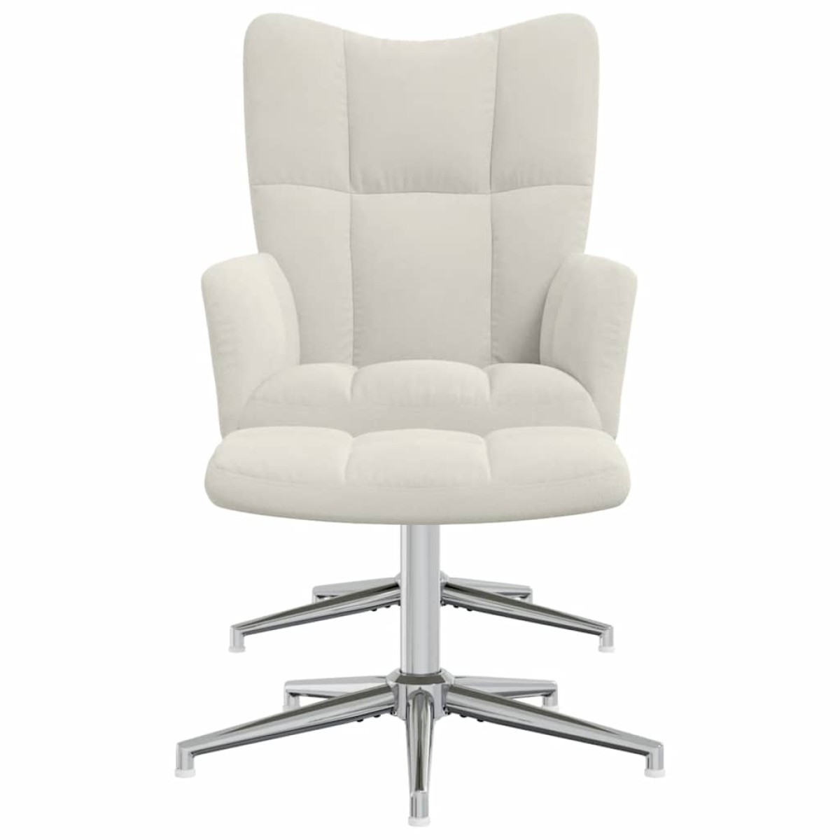 vidaXL Πολυθρόνα Relax Λευκό Κρεμ Βελούδινη με Σκαμπό
