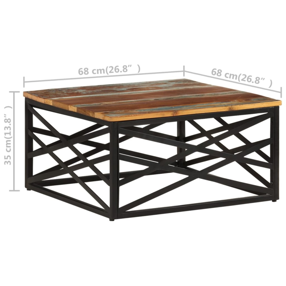 vidaXL Τραπεζάκι Σαλονιού 68 x 68 x 35 εκ. από Ανακυκλωμένο Ξύλο