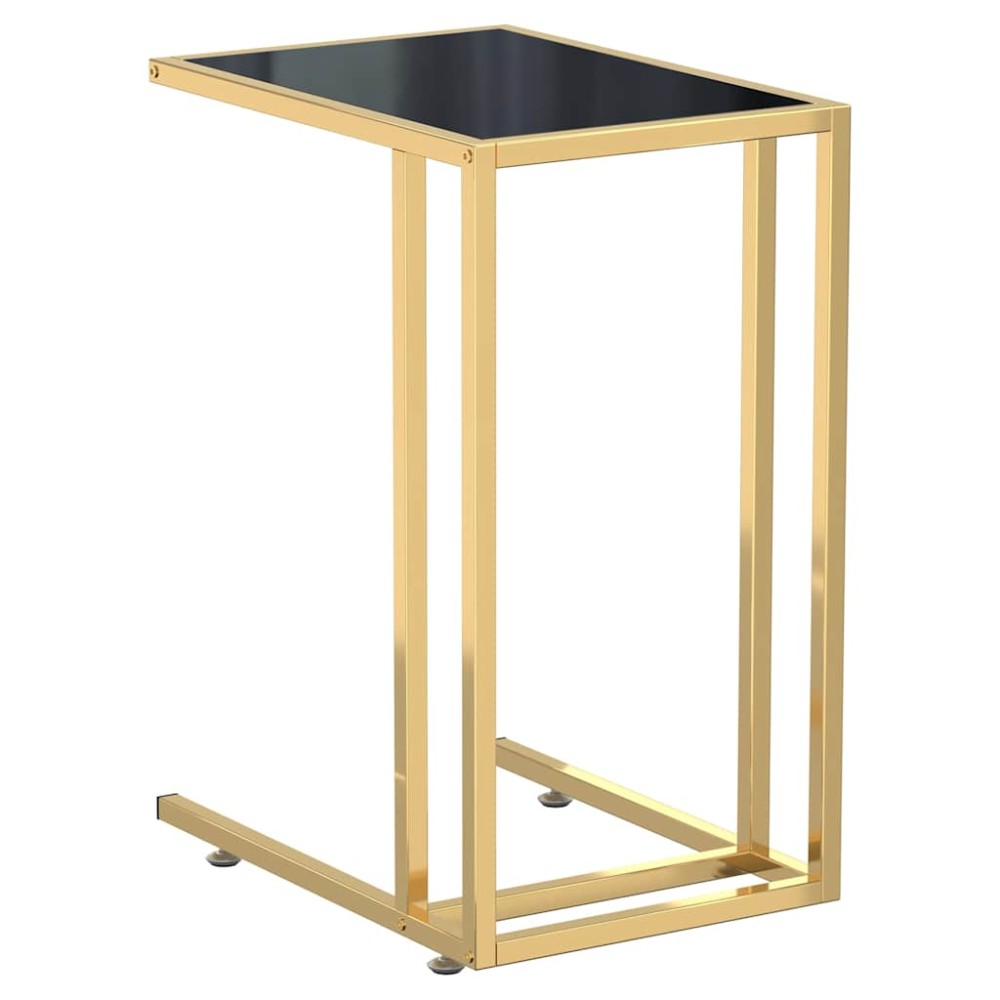 vidaXL Τραπέζι Υπολογιστή Βοηθητικό Μαύρο 50x35x65 εκ. Ψημένο Γυαλί
