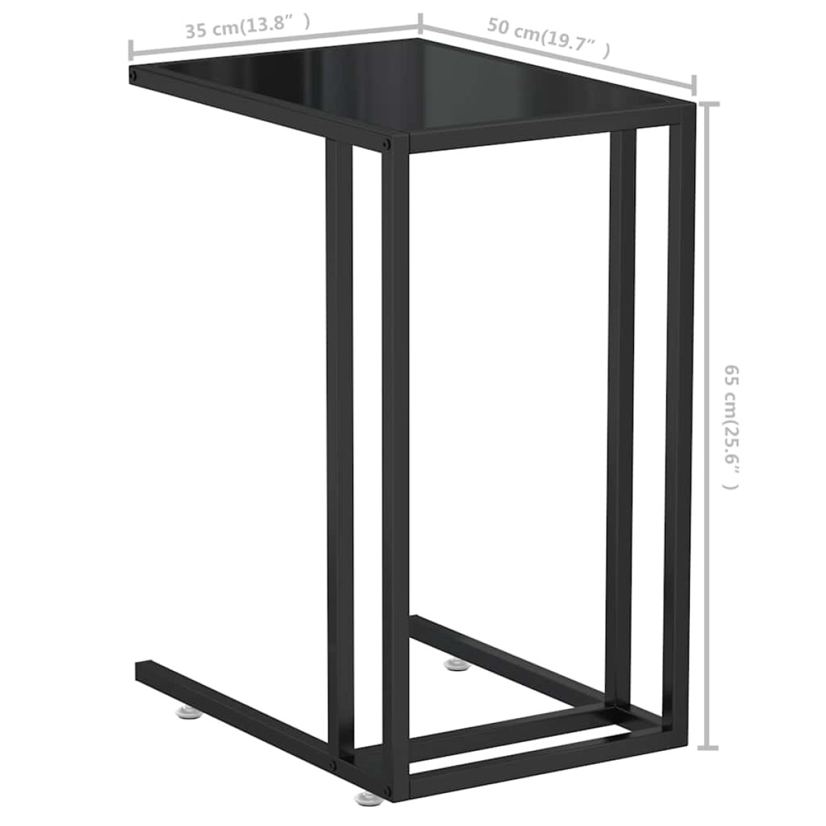 vidaXL Τραπέζι Υπολογιστή Βοηθητικό Μαύρο 50x35x65 εκ. Ψημένο Γυαλί