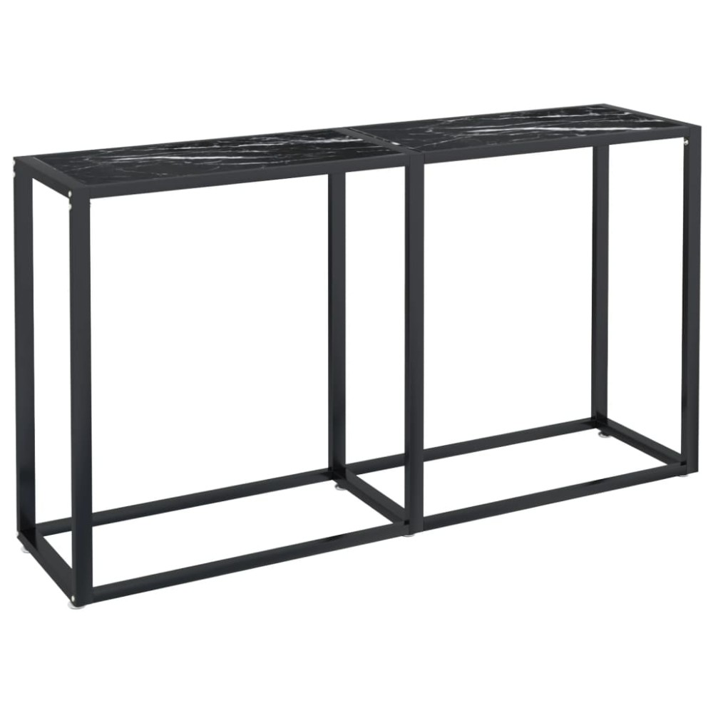 vidaXL Τραπέζι Κονσόλα Μαύρο Όψη Μαρμάρου 140x35x75,5 εκ. Ψημένο Γυαλί
