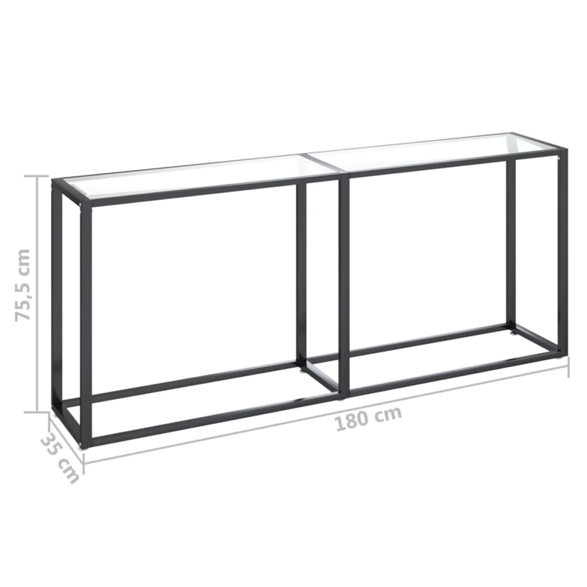 vidaXL Τραπέζι Κονσόλα Διαφανές 180x35x75,5 εκ. από Ψημένο Γυαλί