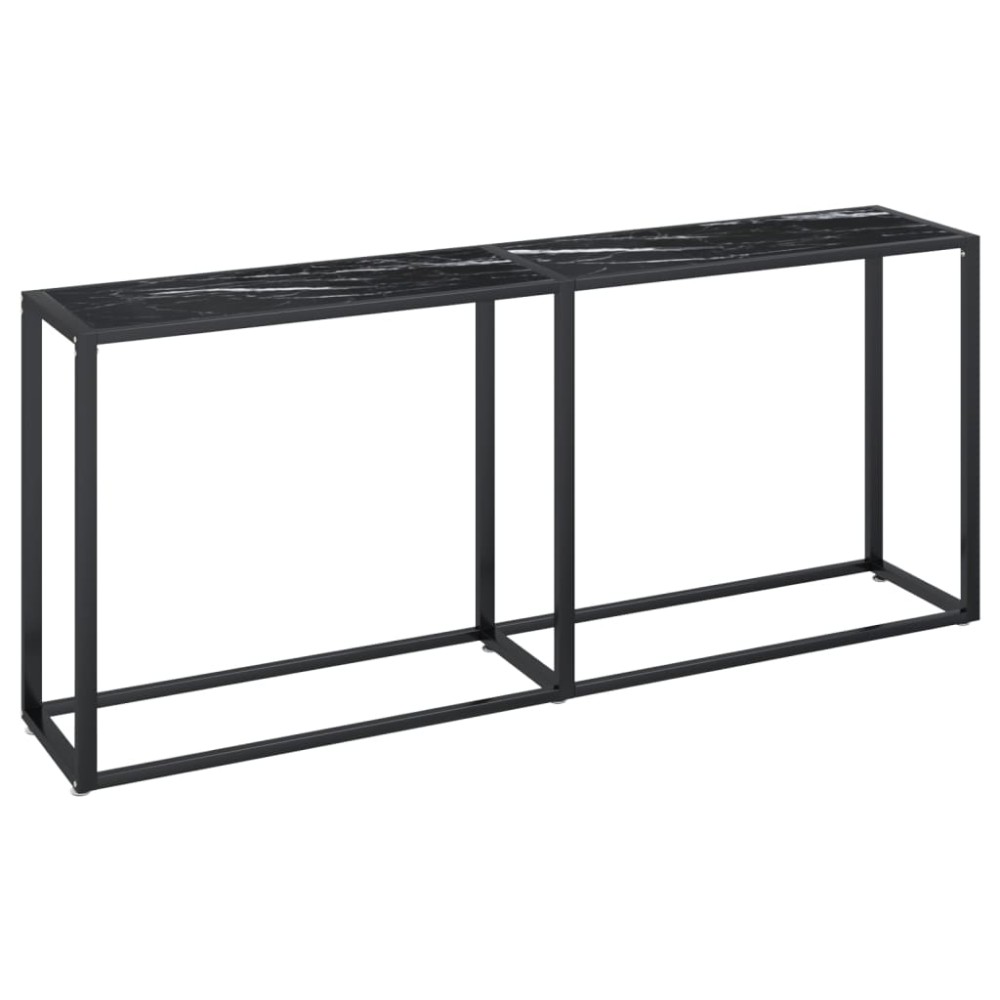 vidaXL Τραπέζι Κονσόλα Μαύρο Όψη Μαρμάρου 180x35x75,5 εκ. Ψημένο Γυαλί