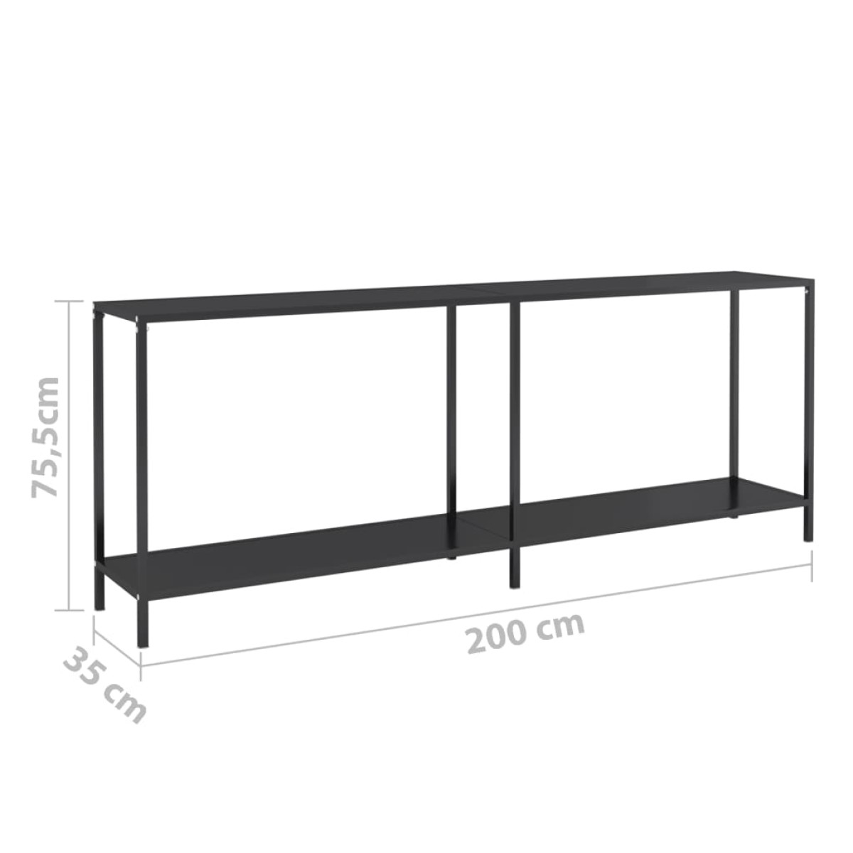 vidaXL Τραπέζι Κονσόλα Μαύρο 200 x 35 x 75,5 εκ. από Ψημένο Γυαλί