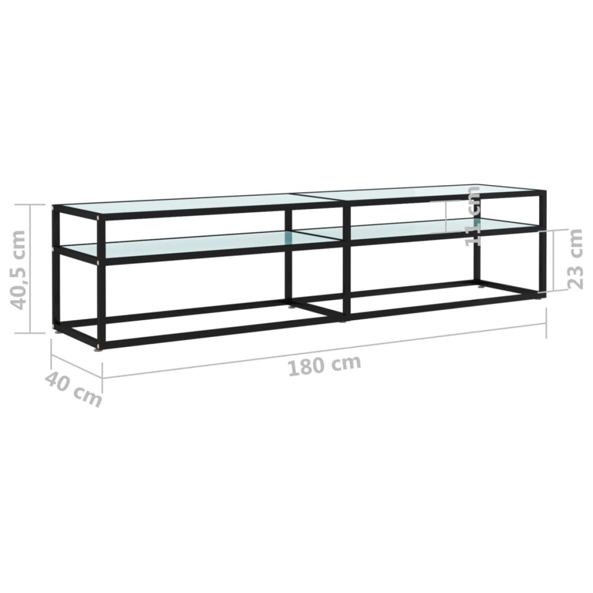 vidaXL Έπιπλο Τηλεόρασης Λευκό Όψη Μαρμάρου 180x40x40,5εκ Ψημένο Γυαλί