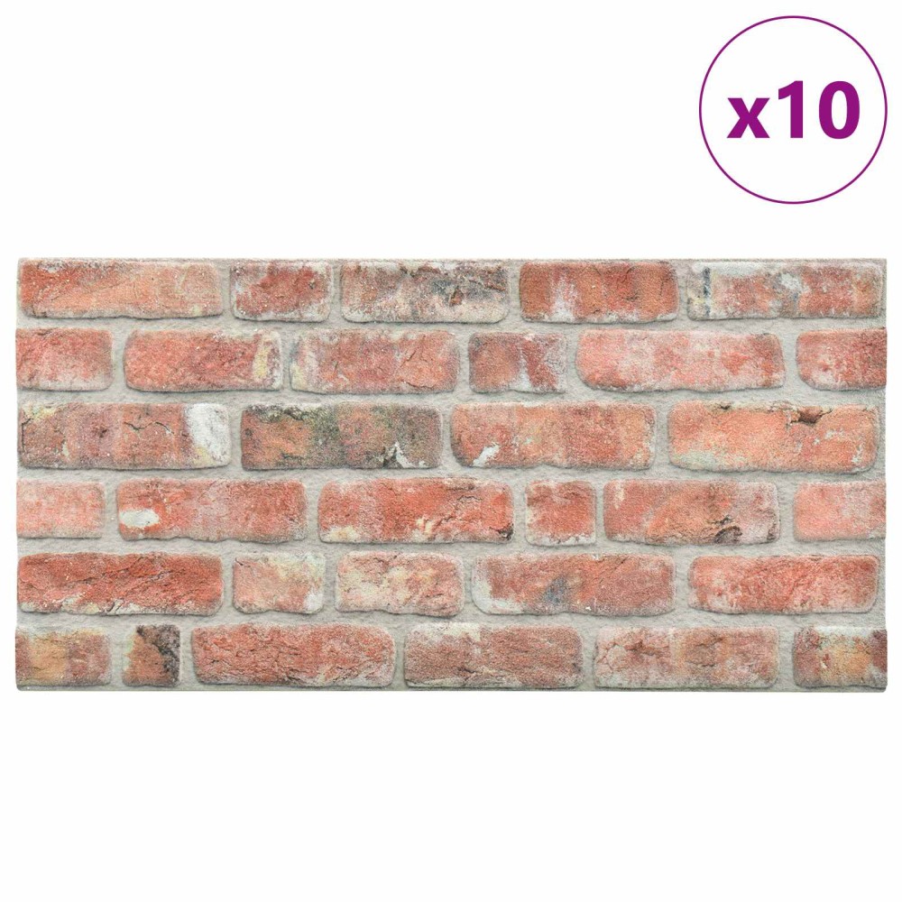 vidaXL Πάνελ τοίχου 10 τμχ. 100 x 50 cm Κόκκινο Αφρός EPS