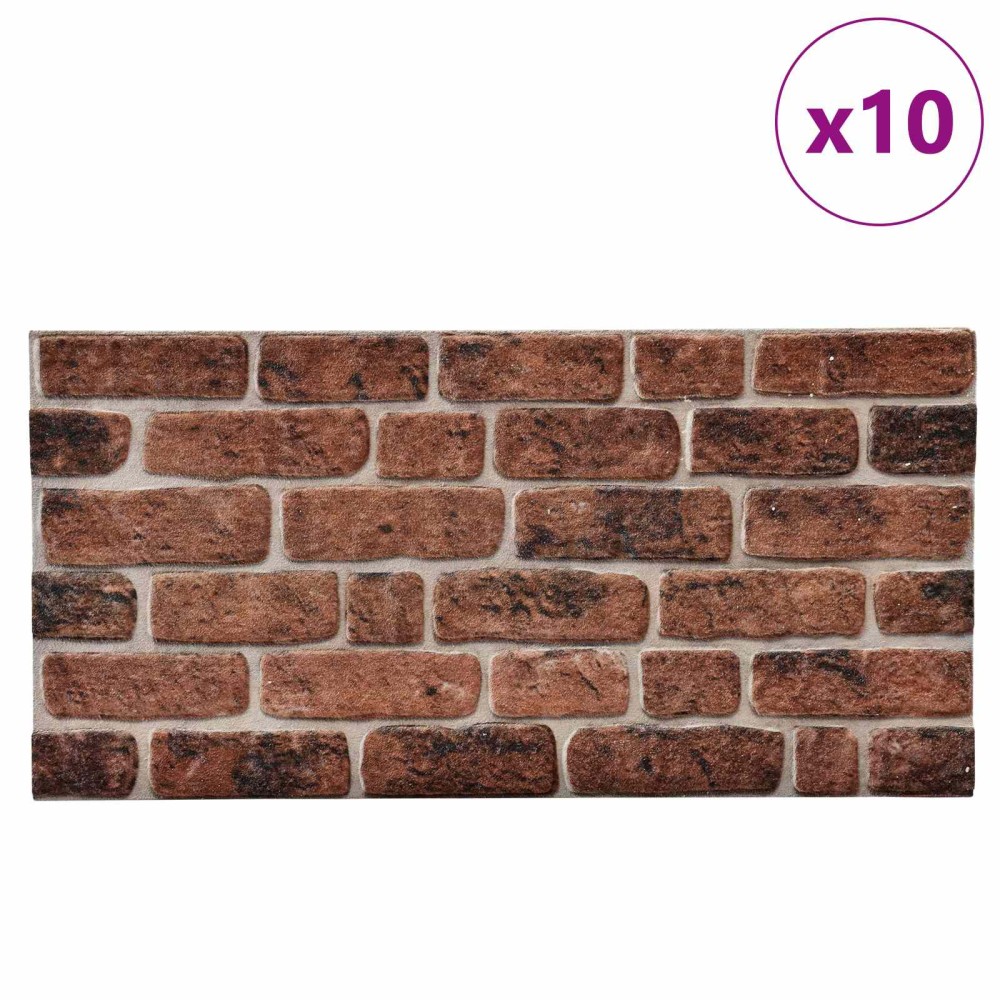 vidaXL Πάνελ τοίχου 10 τμχ. 100 x 50 cm Καφέ Τούβλο Αφρός EPS