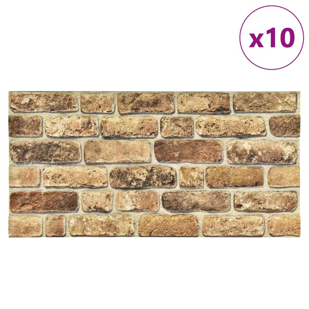 vidaXL Πάνελ τοίχου 10 τμχ. 100 x 50 cm Σκούρος Άμμος Αφρός EPS