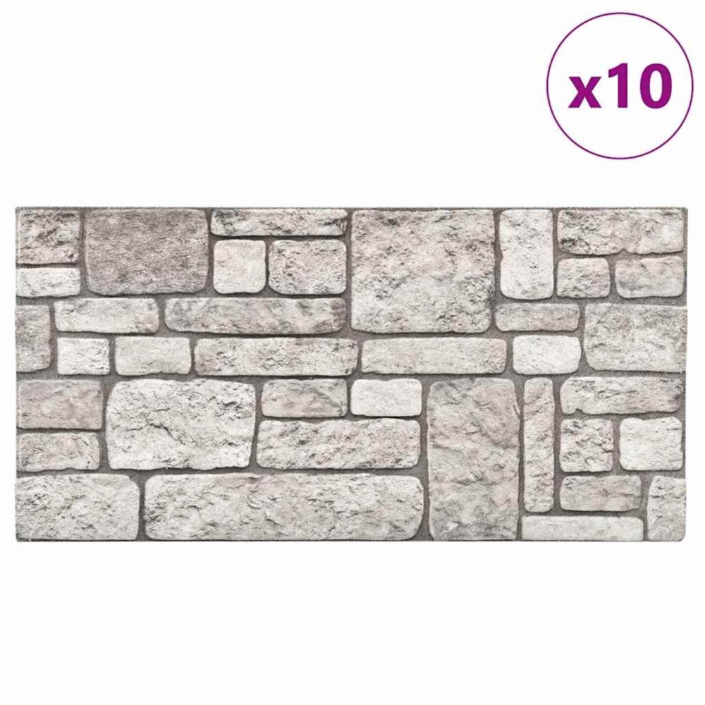 vidaXL Πάνελ τοίχου 10 τμχ. 100 x 50 cm Γκρι Αφρός EPS