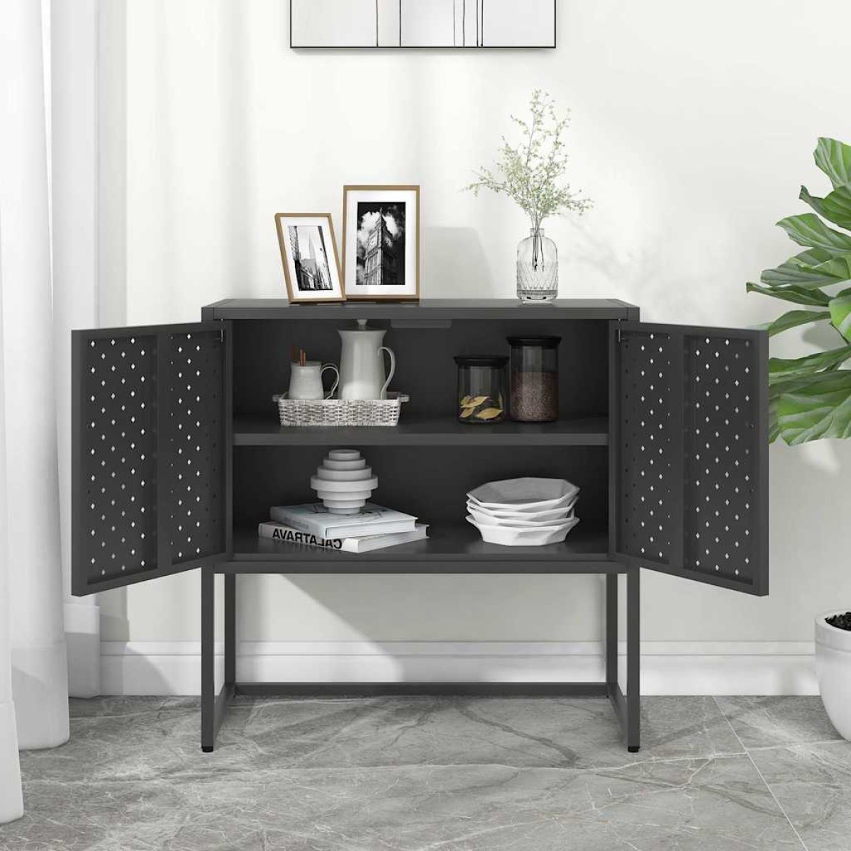 vidaXL Μπουφές Ανθρακί 75 x 35 x 75 εκ. από Ατσάλι
