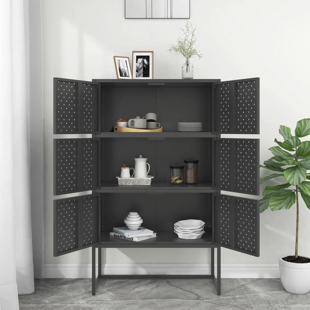 vidaXL Ντουλάπι Ανθρακί 80 x 35 x 135 εκ. από Ατσάλι