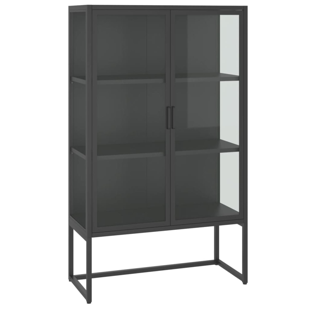 vidaXL Μπουφές Ανθρακί 80 x 35 x 135 εκ. από Ατσάλι και Ψημένο Γυαλί