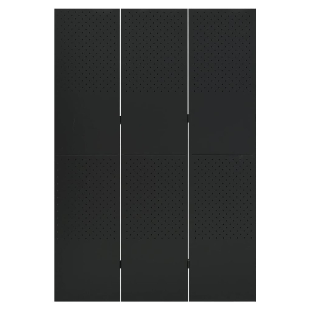 vidaXL Διαχωριστικό Δωματίου με 3 Πάνελ Μαύρο 120 x 180 εκ. από Ατσάλι