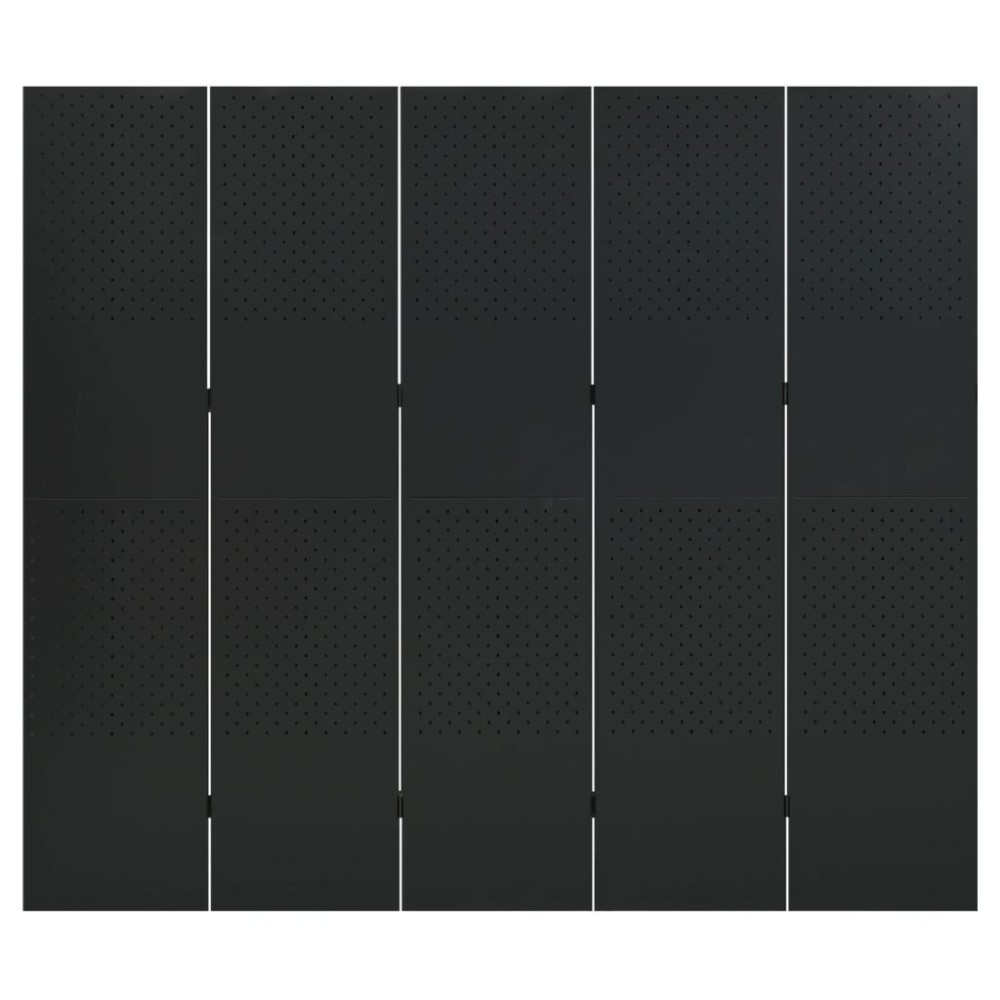 vidaXL Διαχωριστικό Δωματίου με 5 Πάνελ Μαύρο 200 x 180 εκ. από Ατσάλι