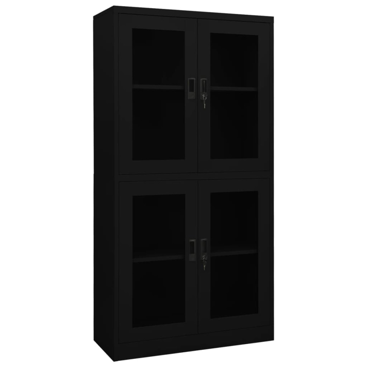 vidaXL Ντουλάπα Γραφείου Μαύρη 90x40x180 εκ. από Ατσάλι / Ψημένο Γυαλί