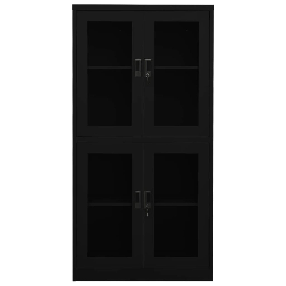 vidaXL Ντουλάπα Γραφείου Μαύρη 90x40x180 εκ. από Ατσάλι / Ψημένο Γυαλί