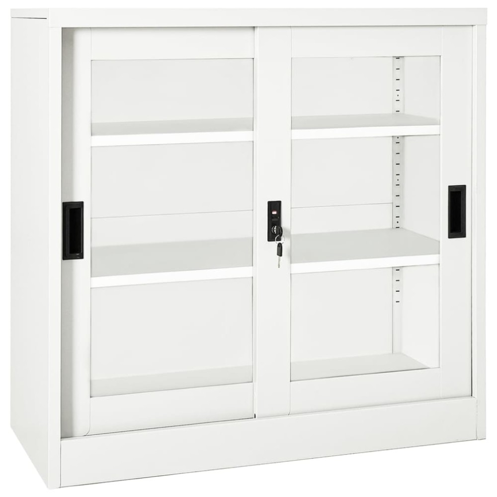 vidaXL Ντουλάπι με Συρόμενη Πόρτα Λευκό 90 x 40 x 90 εκ. Ατσάλινο