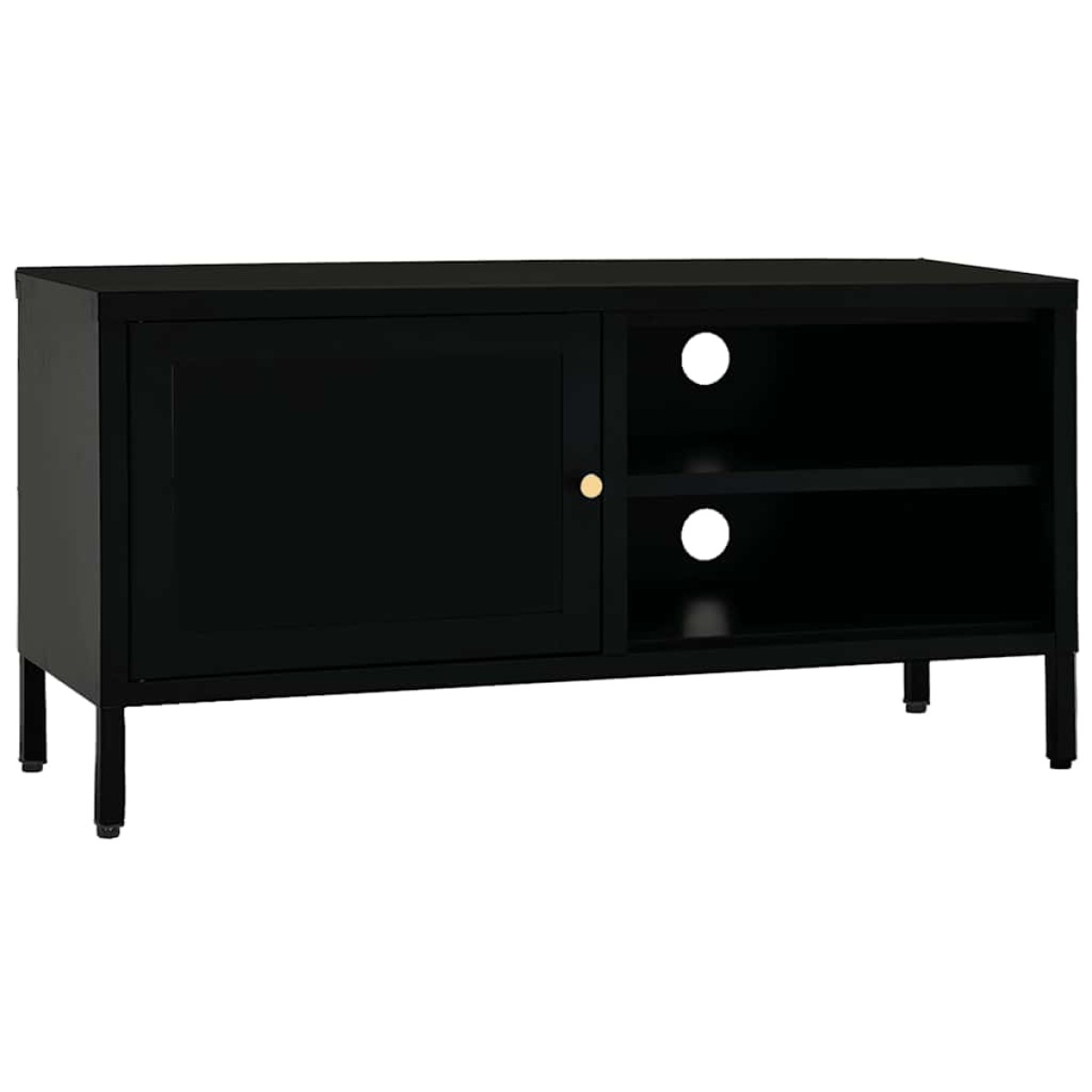 vidaXL Έπιπλο Τηλεόρασης Μαύρο 90 x 30 x 44 εκ. από Ατσάλι και Γυαλί