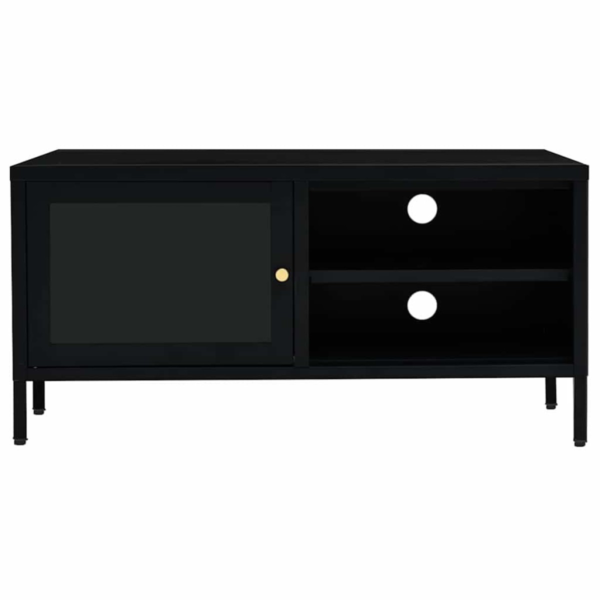 vidaXL Έπιπλο Τηλεόρασης Μαύρο 90 x 30 x 44 εκ. από Ατσάλι και Γυαλί