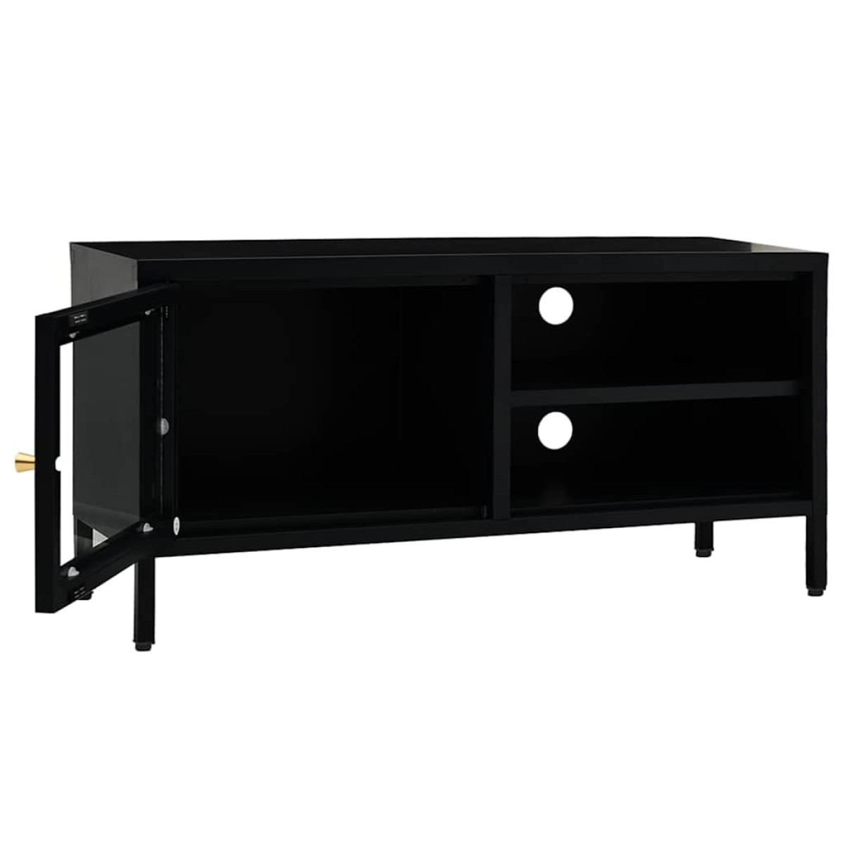 vidaXL Έπιπλο Τηλεόρασης Μαύρο 90 x 30 x 44 εκ. από Ατσάλι και Γυαλί